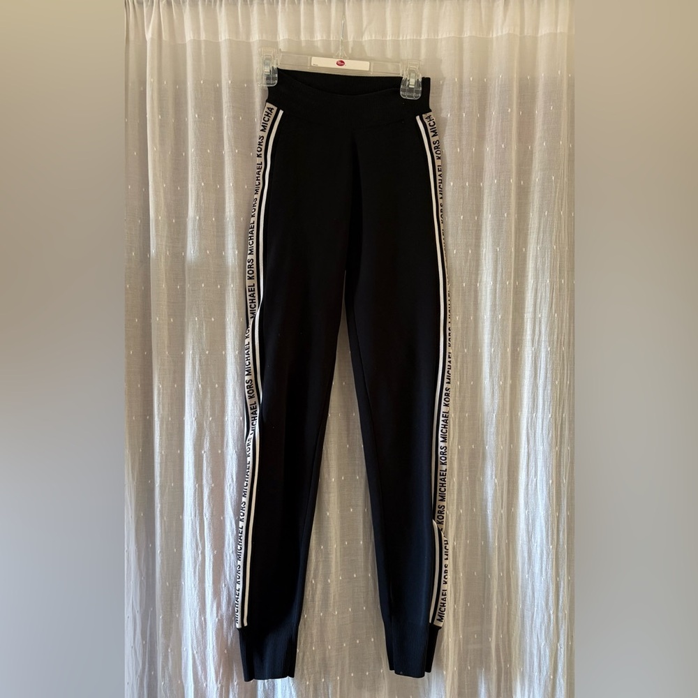 Michael Kors Black Track Pants with Logo Trim - Picture 2 of 4